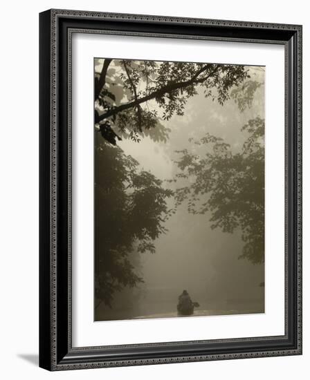 Tourists in Dugout Canoe, Yasuni National Park Biosphere Reserve, Amazon Rain Forest, Ecuador-Pete Oxford-Framed Photographic Print