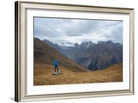 Tourists in the Mountains Standing on a Rock and Looking over the Valley. Overcast. Main Caucasian-Kotenko-Framed Photographic Print