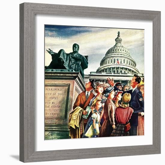 "Tourists in Washington D. C.," August 7, 1948-Constantin Alajalov-Framed Giclee Print