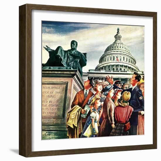 "Tourists in Washington D. C.," August 7, 1948-Constantin Alajalov-Framed Giclee Print