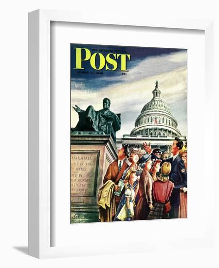 "Tourists in Washington D. C.," Saturday Evening Post Cover, August 7, 1948-Constantin Alajalov-Framed Giclee Print