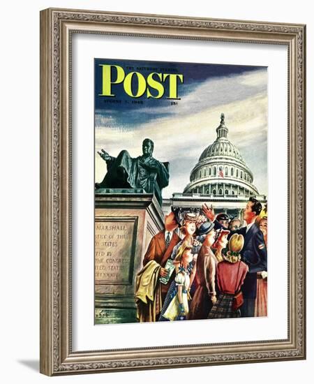 "Tourists in Washington D. C.," Saturday Evening Post Cover, August 7, 1948-Constantin Alajalov-Framed Giclee Print