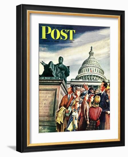 "Tourists in Washington D. C.," Saturday Evening Post Cover, August 7, 1948-Constantin Alajalov-Framed Giclee Print