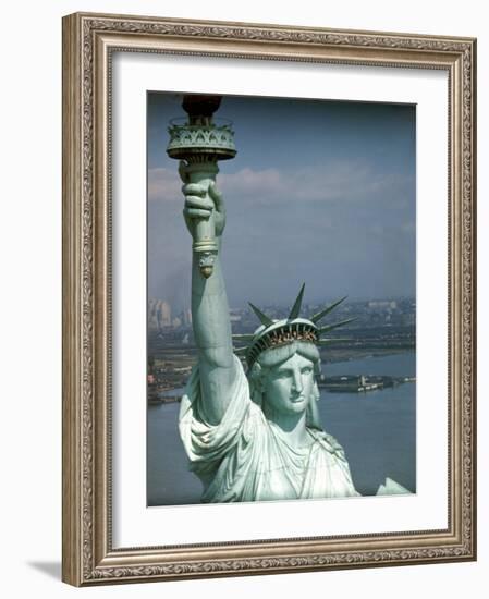 Tourists Looking Out from the Statue of Liberty Crown-Ralph Morse-Framed Photographic Print