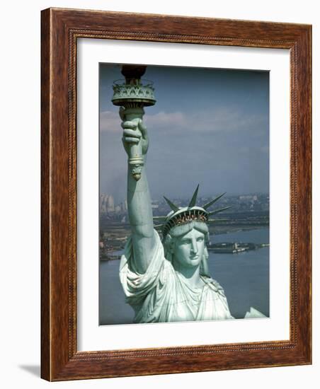 Tourists Looking Out from the Statue of Liberty Crown-Ralph Morse-Framed Photographic Print