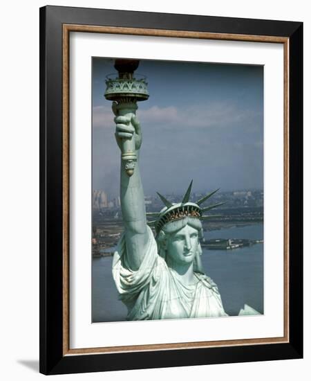 Tourists Looking Out from the Statue of Liberty Crown-Ralph Morse-Framed Photographic Print