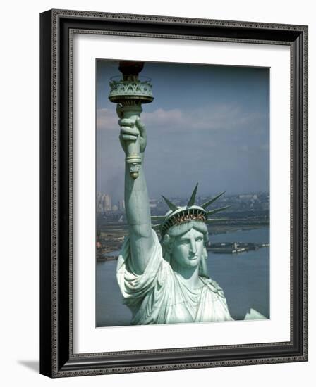 Tourists Looking Out from the Statue of Liberty Crown-Ralph Morse-Framed Photographic Print