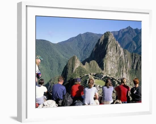 Tourists Looking out Over Machu Picchu, Unesco World Heritage Site, Peru, South America-Jane Sweeney-Framed Photographic Print