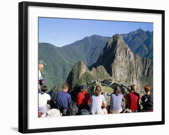 Tourists Looking out Over Machu Picchu, Unesco World Heritage Site, Peru, South America-Jane Sweeney-Framed Photographic Print