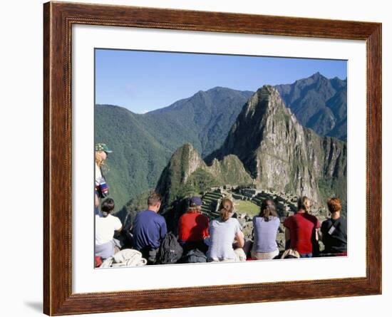 Tourists Looking out Over Machu Picchu, Unesco World Heritage Site, Peru, South America-Jane Sweeney-Framed Photographic Print