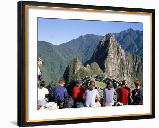 Tourists Looking out Over Machu Picchu, Unesco World Heritage Site, Peru, South America-Jane Sweeney-Framed Photographic Print