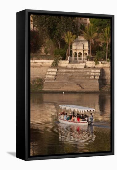 Tourists on a Boat on Lake Pichola in Udaipur, Rajasthan, India, Asia-Martin Child-Framed Premier Image Canvas