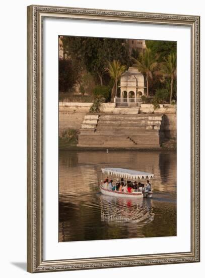 Tourists on a Boat on Lake Pichola in Udaipur, Rajasthan, India, Asia-Martin Child-Framed Photographic Print