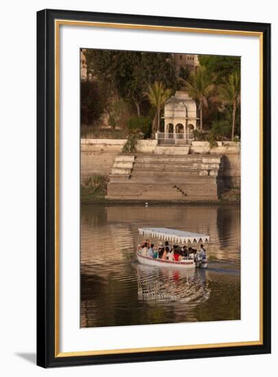 Tourists on a Boat on Lake Pichola in Udaipur, Rajasthan, India, Asia-Martin Child-Framed Photographic Print