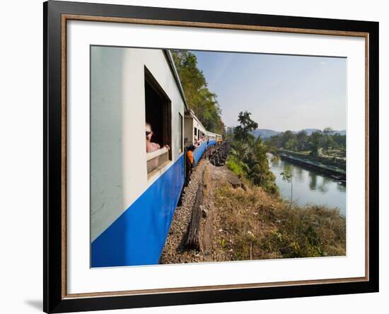 Tourists on a Train Ride on the Death Railway Along the River Kwai, Kanchanaburi, Thailand-Matthew Williams-Ellis-Framed Photographic Print