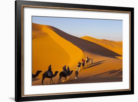 Tourists on Camel Safari, Sahara Desert, Merzouga, Morocco, North Africa, Africa-Doug Pearson-Framed Photographic Print