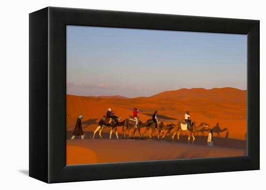 Tourists on Camel Safari, Sahara Desert, Merzouga, Morocco, North Africa, Africa-Doug Pearson-Framed Premier Image Canvas