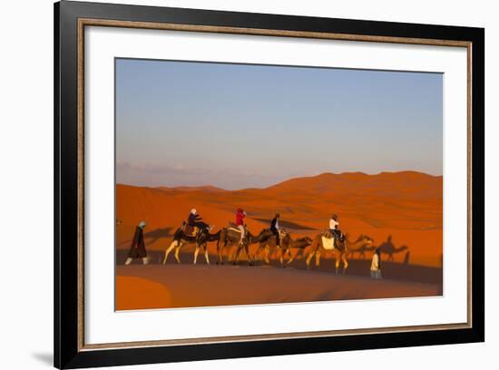 Tourists on Camel Safari, Sahara Desert, Merzouga, Morocco, North Africa, Africa-Doug Pearson-Framed Photographic Print