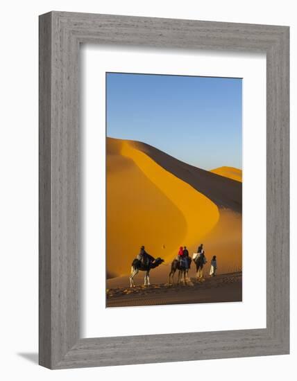 Tourists on Camel Safari, Sahara Desert, Merzouga, Morocco, North Africa, Africa-Doug Pearson-Framed Photographic Print