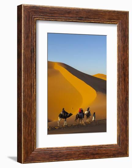 Tourists on Camel Safari, Sahara Desert, Merzouga, Morocco, North Africa, Africa-Doug Pearson-Framed Photographic Print