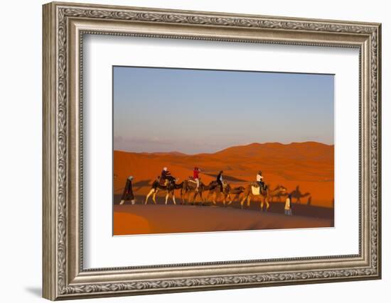 Tourists on Camel Safari, Sahara Desert, Merzouga, Morocco, North Africa, Africa-Doug Pearson-Framed Photographic Print