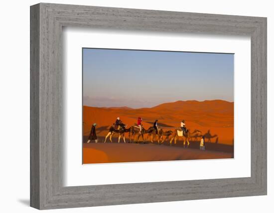 Tourists on Camel Safari, Sahara Desert, Merzouga, Morocco, North Africa, Africa-Doug Pearson-Framed Photographic Print