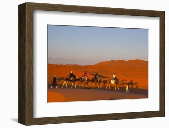 Tourists on Camel Safari, Sahara Desert, Merzouga, Morocco, North Africa, Africa-Doug Pearson-Framed Photographic Print