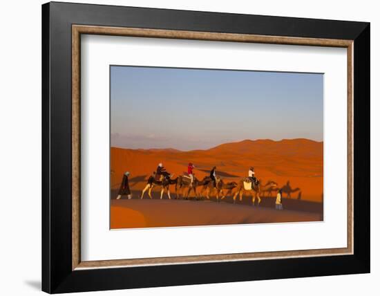 Tourists on Camel Safari, Sahara Desert, Merzouga, Morocco, North Africa, Africa-Doug Pearson-Framed Photographic Print