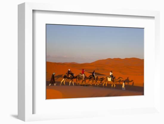 Tourists on Camel Safari, Sahara Desert, Merzouga, Morocco, North Africa, Africa-Doug Pearson-Framed Photographic Print