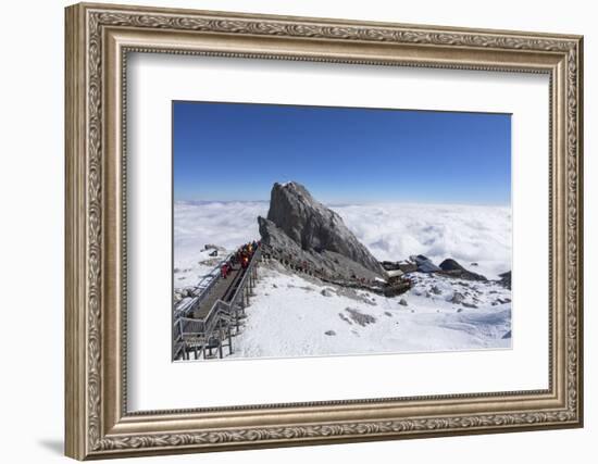 Tourists on Jade Dragon Snow Mountain (Yulong Xueshan), Lijiang, Yunnan, China, Asia-Ian Trower-Framed Photographic Print