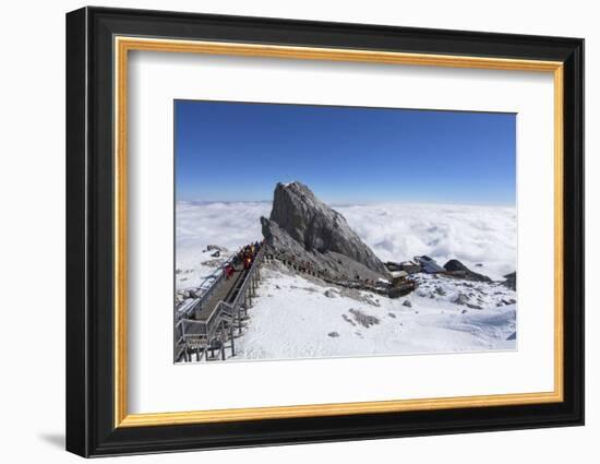 Tourists on Jade Dragon Snow Mountain (Yulong Xueshan), Lijiang, Yunnan, China, Asia-Ian Trower-Framed Photographic Print