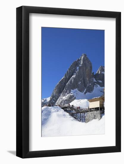 Tourists on Jade Dragon Snow Mountain (Yulong Xueshan), Lijiang, Yunnan, China, Asia-Ian Trower-Framed Photographic Print