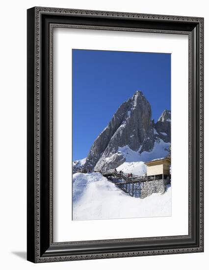 Tourists on Jade Dragon Snow Mountain (Yulong Xueshan), Lijiang, Yunnan, China, Asia-Ian Trower-Framed Photographic Print