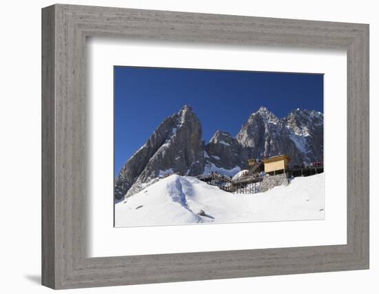 Tourists on Jade Dragon Snow Mountain (Yulong Xueshan), Lijiang, Yunnan, China, Asia-Ian Trower-Framed Photographic Print