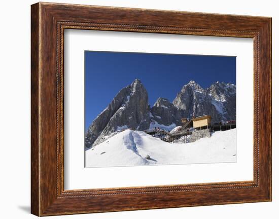 Tourists on Jade Dragon Snow Mountain (Yulong Xueshan), Lijiang, Yunnan, China, Asia-Ian Trower-Framed Photographic Print