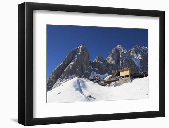 Tourists on Jade Dragon Snow Mountain (Yulong Xueshan), Lijiang, Yunnan, China, Asia-Ian Trower-Framed Photographic Print