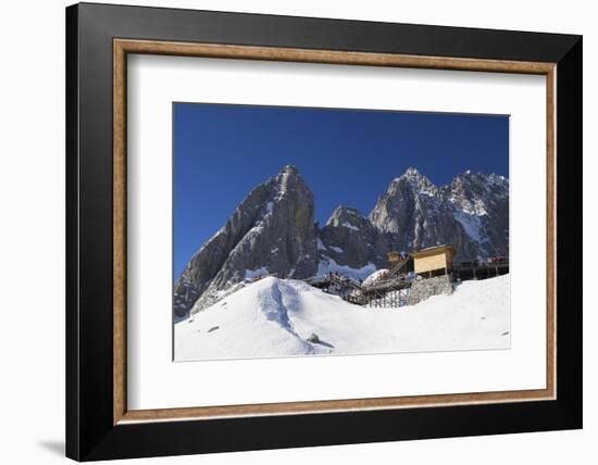 Tourists on Jade Dragon Snow Mountain (Yulong Xueshan), Lijiang, Yunnan, China, Asia-Ian Trower-Framed Photographic Print