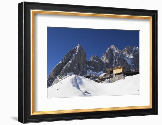 Tourists on Jade Dragon Snow Mountain (Yulong Xueshan), Lijiang, Yunnan, China, Asia-Ian Trower-Framed Photographic Print