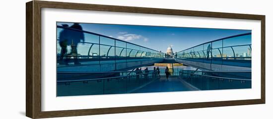 Tourists on London Millennium Footbridge, St. Paul's Cathedral, Thames River, London, England-null-Framed Photographic Print