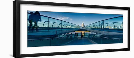 Tourists on London Millennium Footbridge, St. Paul's Cathedral, Thames River, London, England-null-Framed Photographic Print