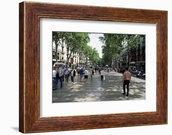 Tourists on Promenade, Rambla De Canaletes, Barcelona, Catalonia, Spain-Jeremy Bright-Framed Photographic Print