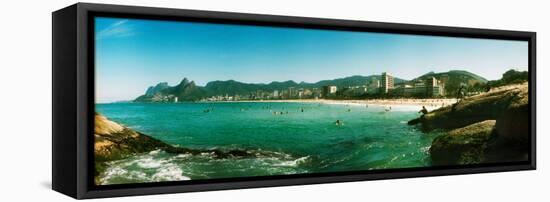 Tourists on the Beach, Ipanema Beach, Rio De Janeiro, Brazil-null-Framed Stretched Canvas