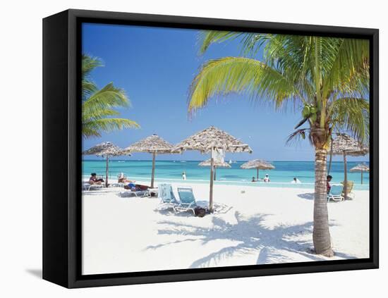 Tourists on the Beach-null-Framed Premier Image Canvas