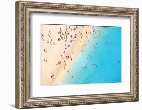 Tourists on the Sand Beach of Navagio Zakynthos Greece.-Calin Stan-Framed Photographic Print