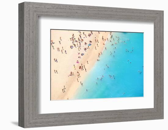 Tourists on the Sand Beach of Navagio Zakynthos Greece.-Calin Stan-Framed Photographic Print