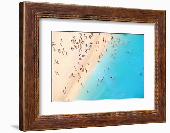 Tourists on the Sand Beach of Navagio Zakynthos Greece.-Calin Stan-Framed Photographic Print