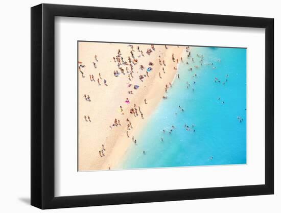Tourists on the Sand Beach of Navagio Zakynthos Greece.-Calin Stan-Framed Photographic Print