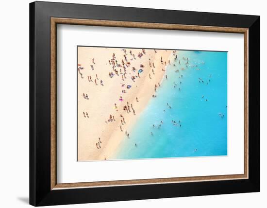 Tourists on the Sand Beach of Navagio Zakynthos Greece.-Calin Stan-Framed Photographic Print