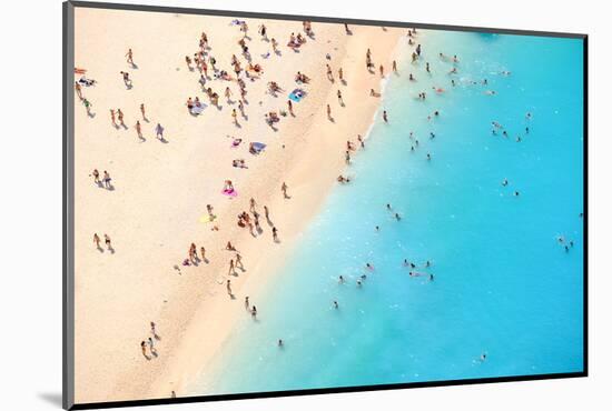 Tourists on the Sand Beach of Navagio Zakynthos Greece.-Calin Stan-Mounted Photographic Print
