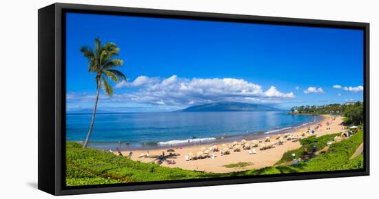 Tourists on Wailea Beach in Wailea Area of Maui, Hawaii, USA-null-Framed Premier Image Canvas